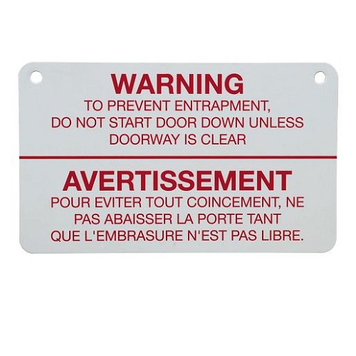 Liftmaster 406000 Pushbutton Warning Sign 