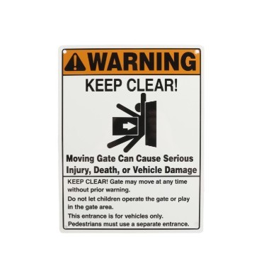 Linear  2300-281, Sign Gate Warning English And French 